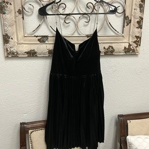 Black velvet mini dress